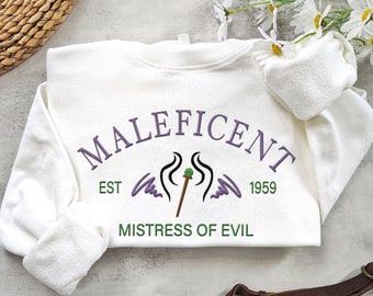 Embroidered Maleficent Mistress Of Evil Sweatshirt, Sleeping Beauty  Villains Embroidery Sweater, 2024 Trip,   World