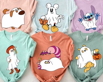 Custom Disney Characters Boo Halloween Comfort Colors T-shirt, Disney Ghost Trick or Treat Tee, Halloween Matching, Disneyland Spooky Season