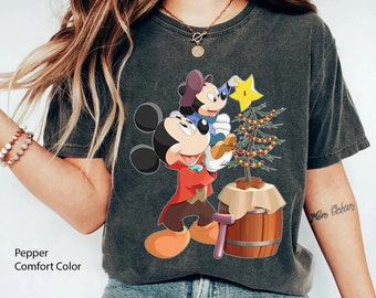 Mickey Mouse with Christmas Tree Mikey's Christmas Carol Comfort Color Shirt, Disney Xmas T-shirt, Merry Christmas Party, Disneyland Holiday