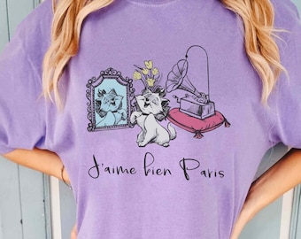 Disney Aristocats Marie Paris T-Shirt, J’aime Bien Paris Tee, Marie Cat Watercolor Sketch Shirt, Aristocats Marie Tee, Disney Cat Shirt