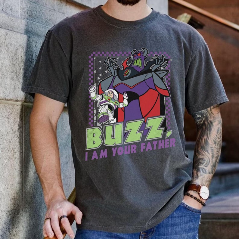 Zurg And Buzz I Am Your Father Checkerboard Comfort Colors T-shirt, Toy Story Tee, Vintage Disney Dad Shirt, Funny Father's Day Gift image 6