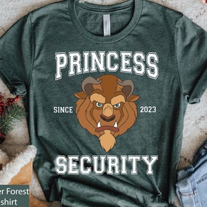 Personalized Princess Security T-shirt, Custom  Daddy Est Year Shirt, Gift For New Dad, Beauty And The Beast, Father Daughter Matching