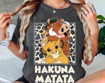 Vintage Leopard Simba Timon Pumbaa Hakuna Matata Comfort Colors T-shirt, The Lion King Shirt, Disney Friends Matching Tee, Disneyland Trip