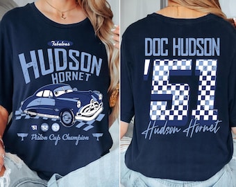 Two Sided Doc Hudson 51 The Fabulous Hudson Hornet Comfort Colors Shirt, Disney Cars T-shirt, Piston Cup Champion, Disneyland Family Trip
