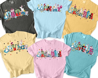 Personalized Alice in Wonderland Shirt, Alice Hatter Rabbit Cheshire Cat, Custom Name  Family Matching Tee, 2024 Birthday Trip