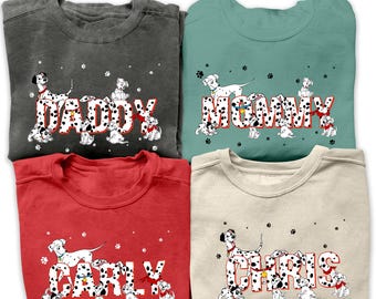 Custom Name 101 Dalmatians Family Matching Comfort Colors T-shirt, Pongo Perdita Lucky Patch, Disney Crew Shirt,  Disneyland Family Trip