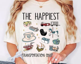 Disney Parks Transportation T-Shirt, Skyliner Gondola Mad Tea Party Tee, The Happiest Transportation On Earth Shirt, Disneyland Vacation Tee