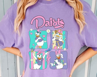 Cute Daisy Duck Flower Shirt, Disney Mickey and Friends Flora T-Shirt, Disneyland Family Trip Matching, Girls Trip Outfit, Birthday Gift