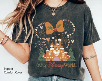 Disney Gingerbread Castle Comfort Colors Shirt, Minnie Ears Christmas T-shirt, Disney Christmas Party, Disney World Disneyland Holiday Trip