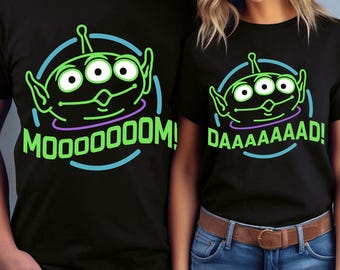 Retro Toy Story Alien Mom Dad Comfort Colors T-shirt, Mommy Daddy Matching Tee, Mother's Day Gift, Father's Day Gift, 2024 Trip