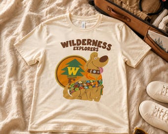 Wilderness Explorer Shirt, Adventure Scout Dog Tee, Nature Badge Camping Graphic, Hiking Outdoor Pet Lover Gift