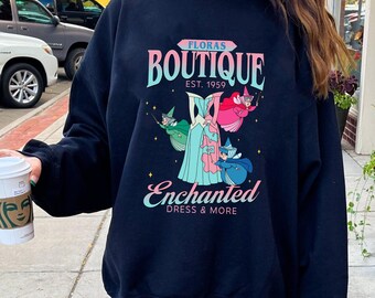 Disney Floras Boutique Est 1959 T-Shirt, Sleeping Beauty Shirt, Fauna Flora Merryweather Tee, Sleeping Beauty Dress Tee, Disney Princess Tee