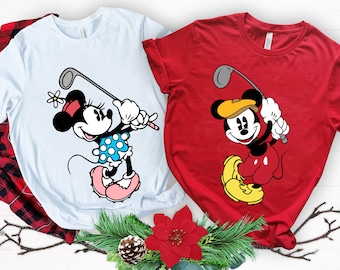 Mickey Minnie Mouse Golf Mom Dad Matching Comfort Colors Shirt, Family Sport Tee, Father's Day Gift, Mother Birthday, Best Mom Dad By Par