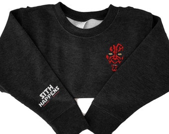 Embroidered Darth Maul Sith Happens Sweatshirt, Star Wars Day Embroidery, May The Force Be With You, Galaxy's Edge Trip, Hollywood Studios