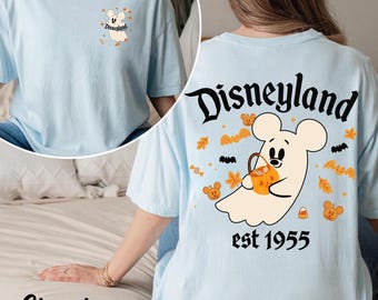 Two Sided Disneyland 1955 Mickey Boo Ghost T-shirt, Disney Halloween Pumpkin, Cute Spooky Season Tee, Magic Kingdom Tee, Not So Scary Party