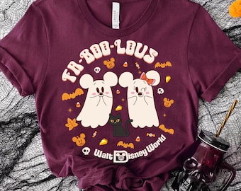 Cute Fa-Boo-Lous Mickey Minnie Ghost Halloween T-shirt, Disney Pumpkin Cat Candy Corn Shirt, Walt Disney World Trip Tee, Spooky Season Shirt