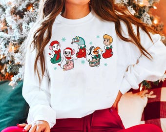 The Rescuers Down Under Christmas Sock Shirt, Disney X-mas  Holiday Tee, Bianca Bernard Wilbur Faloo, Mickey's Very Merry Christmas Party