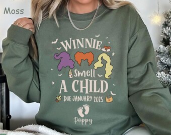 Custom Disney Hocus Pocus T-shirt, Sanderson Sisters Winnie I Smell A Child Shirt, Perfect Gift for New Mom & Dad, Mother’s Day Gift