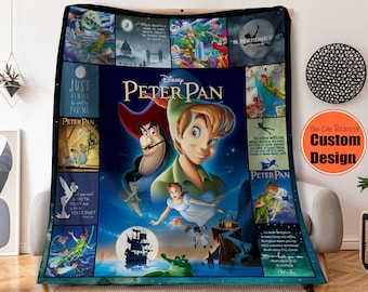 Peter Pan Characters Fleece Blanket, Captain Hook Tinkerbell, Disney Throw Blanket For Kid Baby Adults, Cute Home Decor, Christmas Gift