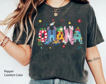 Custom Name Lilo And Stitch Themed Shirt, Personalized Disney Family Matching T-shirt, Stitch Scrump Duck, Disneyland Trip, Magic Kingdom