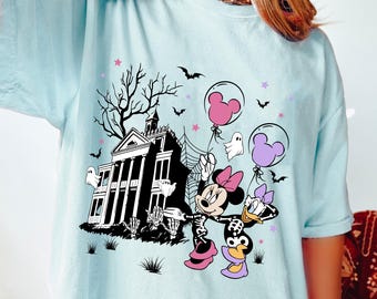 Cute Minnie Daisy Skeleton Mouse T-shirt, Disney The Haunted Mansion Shirt, Mickey’s Not So Scary Halloween Party Tee, Gifts For Besties
