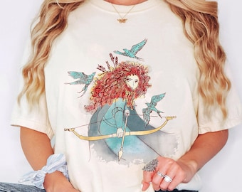 Disney Brave Merida Watercolor Sketch T-Shirt, Disney Merida Tee, Merida Princess Shirt, Disney Brave Tee, Disney Princess Tee, Gift For Her