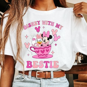 Minnie Daisy Ballon-Teetasse mit meinem Bestie Comfort Colors Shirt, Retro Girl Tee, 2026 Best Friends Trip, Bff Matching
