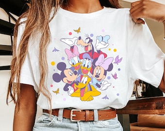 Cute Mickey Mouse And Group Friends Shirt, Disney Minnie Daisy Donald Goofy Tee, Disneyland Family Trip Matching, Birthday Gifts For Friends