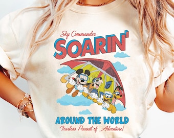 Vintage Mickey & Friends Soarin' Around The World Shirt, Disney Ride Epcot Center Tee, Donald Pluto Goofy, Disneyland Trip Outfit