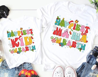 Happiest Mama Kid On Earth Comfort Colors Shirt, Disney Mommy And Me Matching T-shirt, Disneyland Christmas Trip Gift, Mickey Merry Party