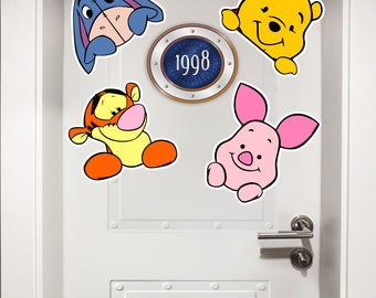 Winnie The Pooh Cruise Line Peeking Peeker Door Magnet, Pooh Piglet Eeyore Tigger Room Decor,  Cruise Ship Magnetic Stateroom Door