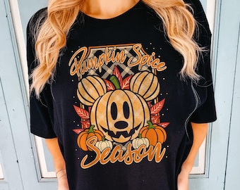 Vintage Mickey Head Pumpkin Spice Season T-shirt, Mickey And Friends Shirt, Disney Halloween Thanksgiving Tee, Mickey Mouse Pumpkin Tee