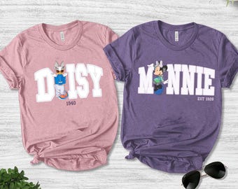 Disney Minnie & Daisy Vintage Matching t-shirt, Mickey and Friends Matching Tee, Family Girl Trip Shirt, Disneyland Family Matching Tee