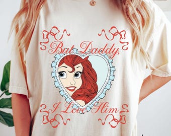 Disney The Little Mermaid T-Shirt, Ariel But Daddy I Love Him Tee, Ariel Coquette Bow Shirt, Ariel Heart Frame Shirt, Disney Princess Tee