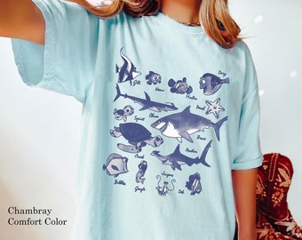 Finding Nemo Textbook Sketches Comfort Colors T-shirt, Disney Sea Animal Shirt, Finding Nemo Shirt, Disneyland Trip, Ocean Animals Lover