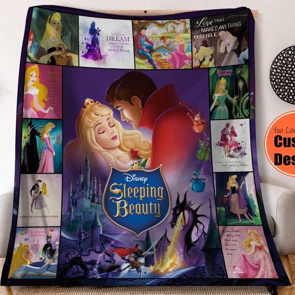 Vintage Sleeping Beauty Fleece Blanket, Prince Phillip Aurora Princess Blanket For Kid Baby Adult, Disney Home Decor, Cute Christmas Gift
