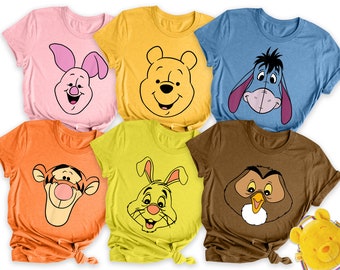 Winnie The Pooh Big Face Costume Shirt,  Halloween Family Matching Tee, Pooh Piglet Tigger Eeyore, Mickey's Not So Scary Halloween