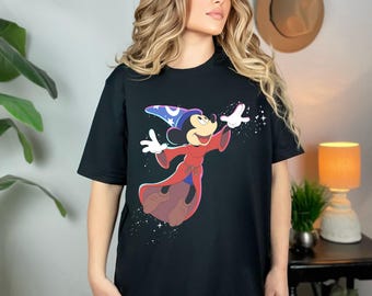 Vintage Parks Sorcerer Mickey Mouse Fantasia Shirt, Magic Wizard Mickey Fantasmic Walt Disney's Fantasia Tee, Magic Kingdom, Disneyland Trip