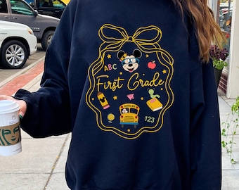 Custom Mickey Mouse Coquette Bow Back To School T-Shirt, Mickey Pencil Bow school Bus Shirt, Disney Teacher Student Shirt, Gift For Teacher