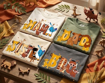 Custom Name Lion King Family Matching Shirt, Retro Disney Birthday Group T-shirt, Personalized Lion King Disney Trip Shirt, Hakuna Matata
