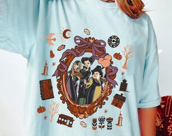 Retro Hocus Pocus Sanderson Sisters Coquette Bow T-shirt, Funny Winifred Sarah Mary Shirt, Disney Halloween Witch Tee, Spooky Season Tee