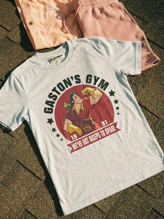 ディズニーヴィランズ ガストンのジムシャツ、美女と野獣Tシャツ 