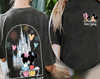Custom Name Mickey Minnie Castle Where Dreams Come True Shirt,  Valentine's Day Double Sided T-shirt, Magic Kingdom Couple Tee