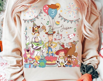 Custom Pixar Toy Story Birthday Party T-shirt, Disney Buzz Woody Jessie Forky Slinky Lotso Shirt, Funny Disney Birthday Gift, Gift for Kids