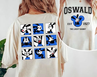 Two Sided Oswald The Lucky Rabbit Est 1927 Comfort Colors Shirt, Vintage Disney Rabbit T-shirt, Disneyland Family Trip, Walt Disney World