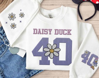 Embroidered Disney Daisy Duck sweatshirt, Cute Daisy Duck Pullover, Vintage 1940 Crewneck, Gift for Disney Girl, Matching Family Outfit