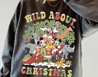 Disney Mickey & Friends Wild About Christmas Shirt,  Magic Kingdom Xmas T-shirt, Mickey Merry Party Tee, Disney Holiday Family Trip Outfits
