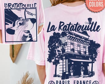 Two Sided Vintage Remy Paris Bistro T-shirt, La Ratatouille France Restaurant Tee, Pixar Remy Chef Shirt, Funny Remy Mouse Tee, Gift For Kid