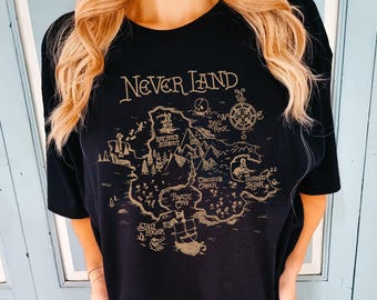 Disney Peter Pan Never Land Map T-Shirt, Peter Pan Pirate Cove Tee, Lost Boys Shirt, Skull Rock Mermaid Lagoon Shirt, Retro Peter Pan Tee