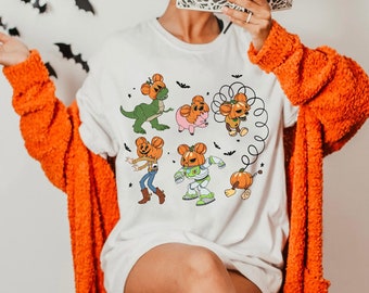 Toy Story Characters Mickey Pumpkin Head Comfort Colors T-shirt, Woody Buzz Slinky, Toy Story Halloween Family Shirt, Disney Spooky Season